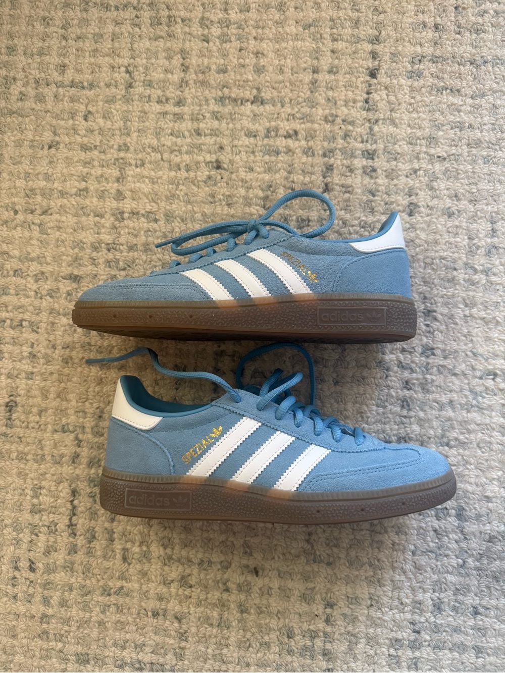 adidas Spezial Suede Sneakers in Light Blue and White with Gum Sole sz6